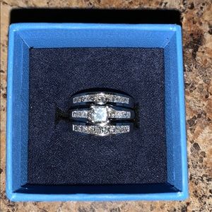Wedding Band Set - 2 Carat Total - 14K White Gold